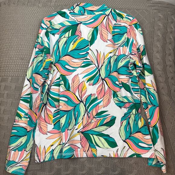 Talbots Women’s Cozy Crush Tropical Fronds 1/4 Zip Pullover small NEW WITH TAGS - Picture 9 of 13
